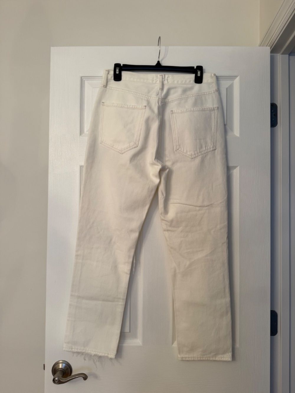 AGOLDE Riley High Rise Straight Crop Jeans Veil White Distressed - Picture 3 of 7